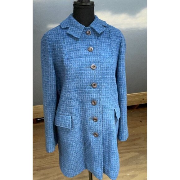 Vtg Rare Harris Tweed Wool Coat Womens Sz Medium? Aqua, Green And Blues 1 Owner - Picture 14 of 16